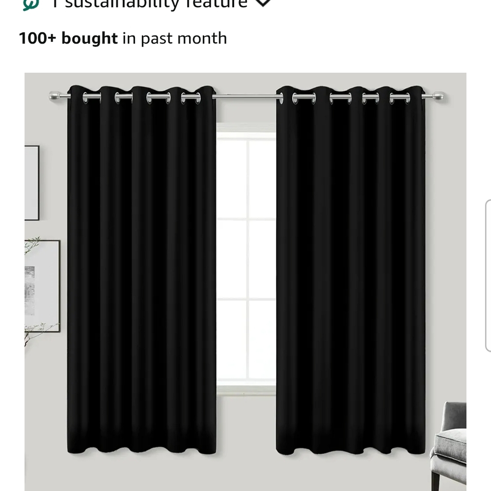 Black Light-Blocking Grommet Curtains